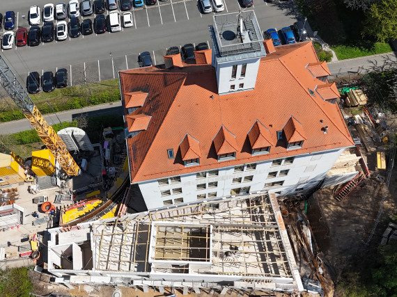 Baustelle des neuen Museums aus der Vogelperspektive